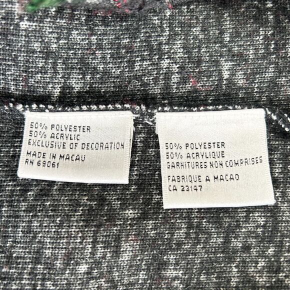 Talbots Fleece Applique Jacket Women's XL Red Black Reindeer Christmas Tree - Picture 9 of 14